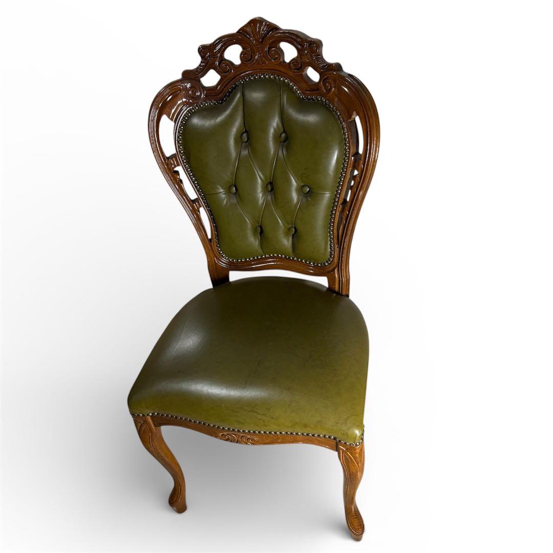 イタリアン ヴィンテージ調 ダイニングチェア レザー 猫脚 NO.2