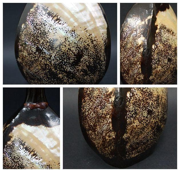 山中塗 柴岡籐泉造 貝徳利 螺鈿徳利 古玉盃 二点セット / 酒器