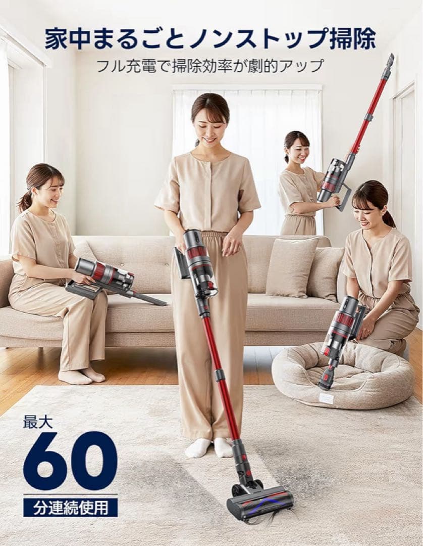 ⭐️新品・未使用⭐️パワーはダイソン級！スティッククリーナー 55KPA 最大60分