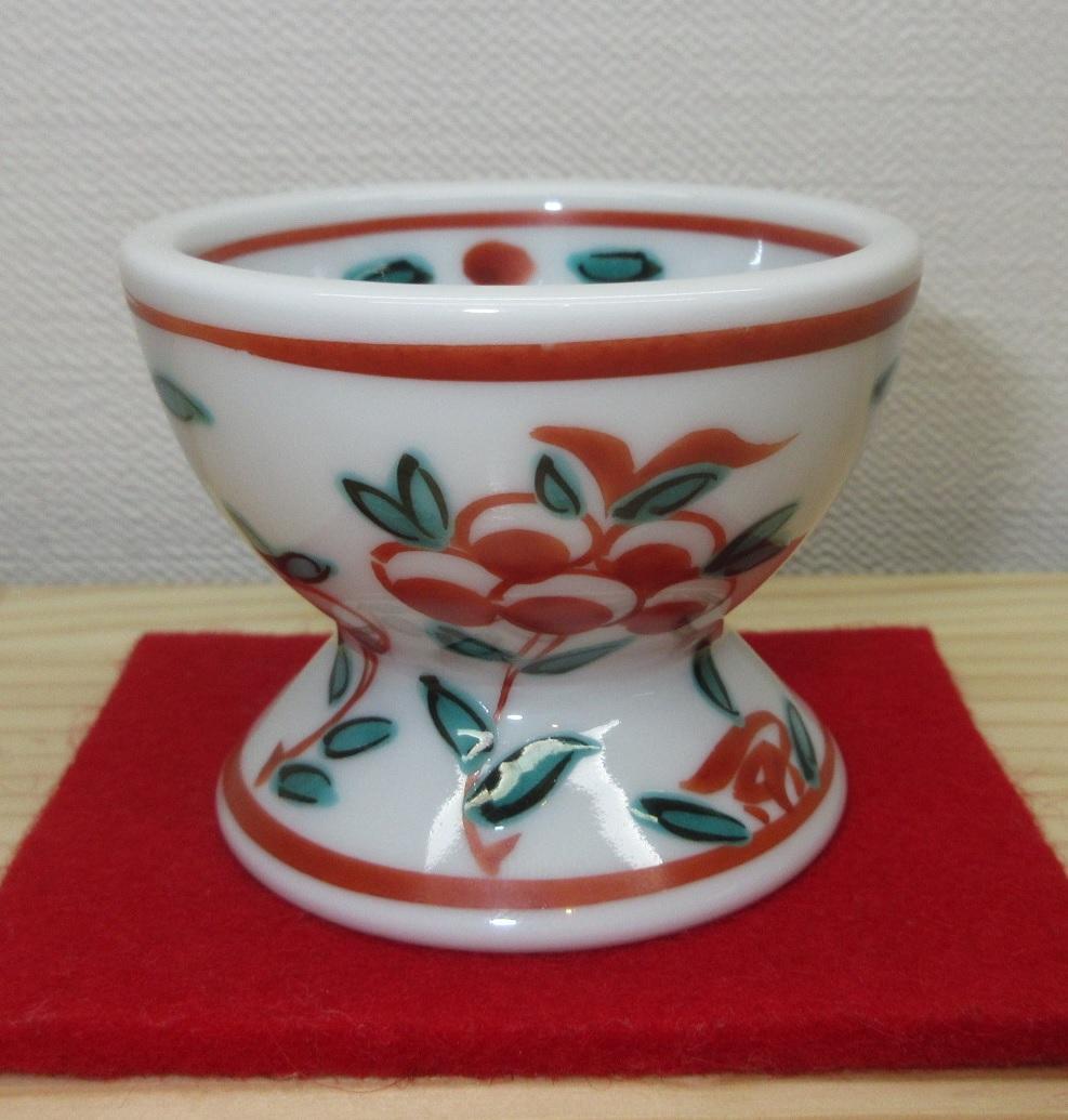 送料込【逢絢亭】茶道具 蓋置 京焼 呉須 赤絵 千切蓋置 小峠丹山 共箱入り