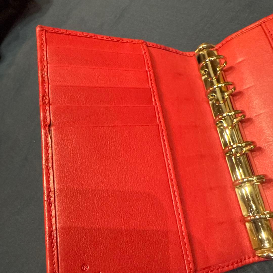 GUCCI グッチ 赤レザー 6リング スケジュール帳 GGロゴ