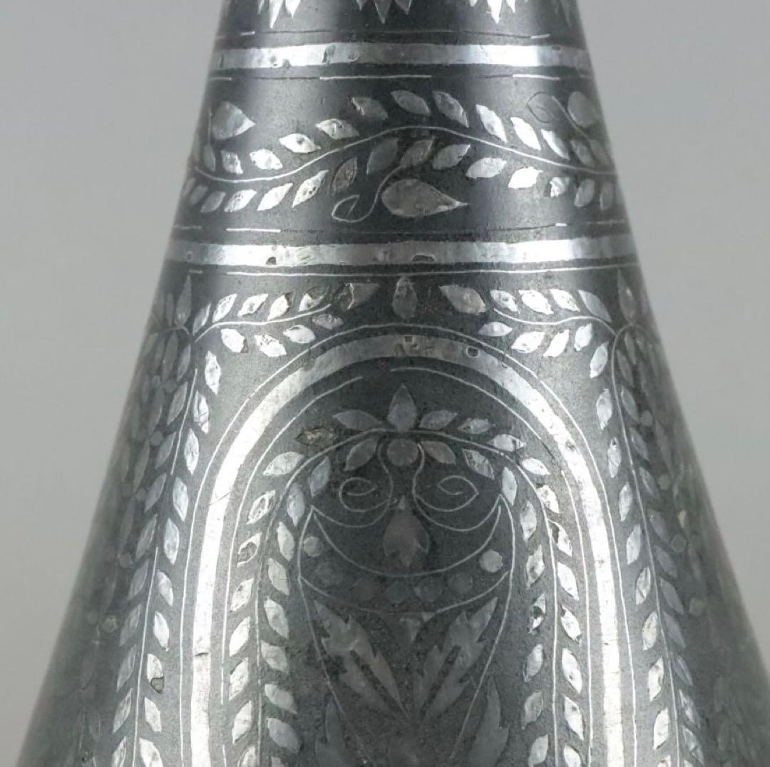 時代物 古銅 銀象嵌 水瓶 花器 花瓶 花入 骨董品 古美術品　花瓶　一輪挿し