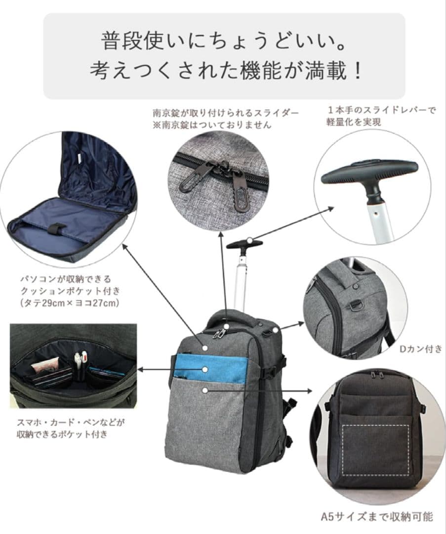 【美品】モエルグ リュックキャリー Sサイズ ミディアムグレー