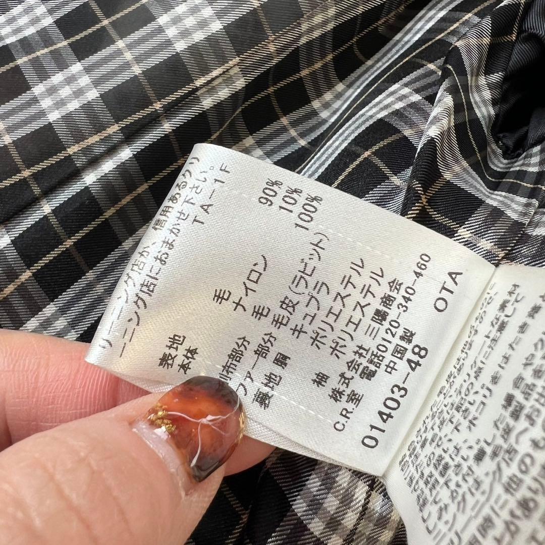 バーバリーブルーレーベル　ロングコート　ダブル　チェック　ラビット　2way