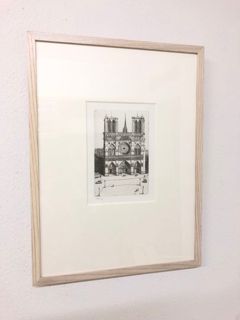 風間完 銅版画「ノートルダム寺院」額装済み