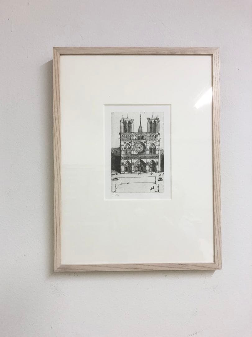 風間完 銅版画「ノートルダム寺院」額装済み