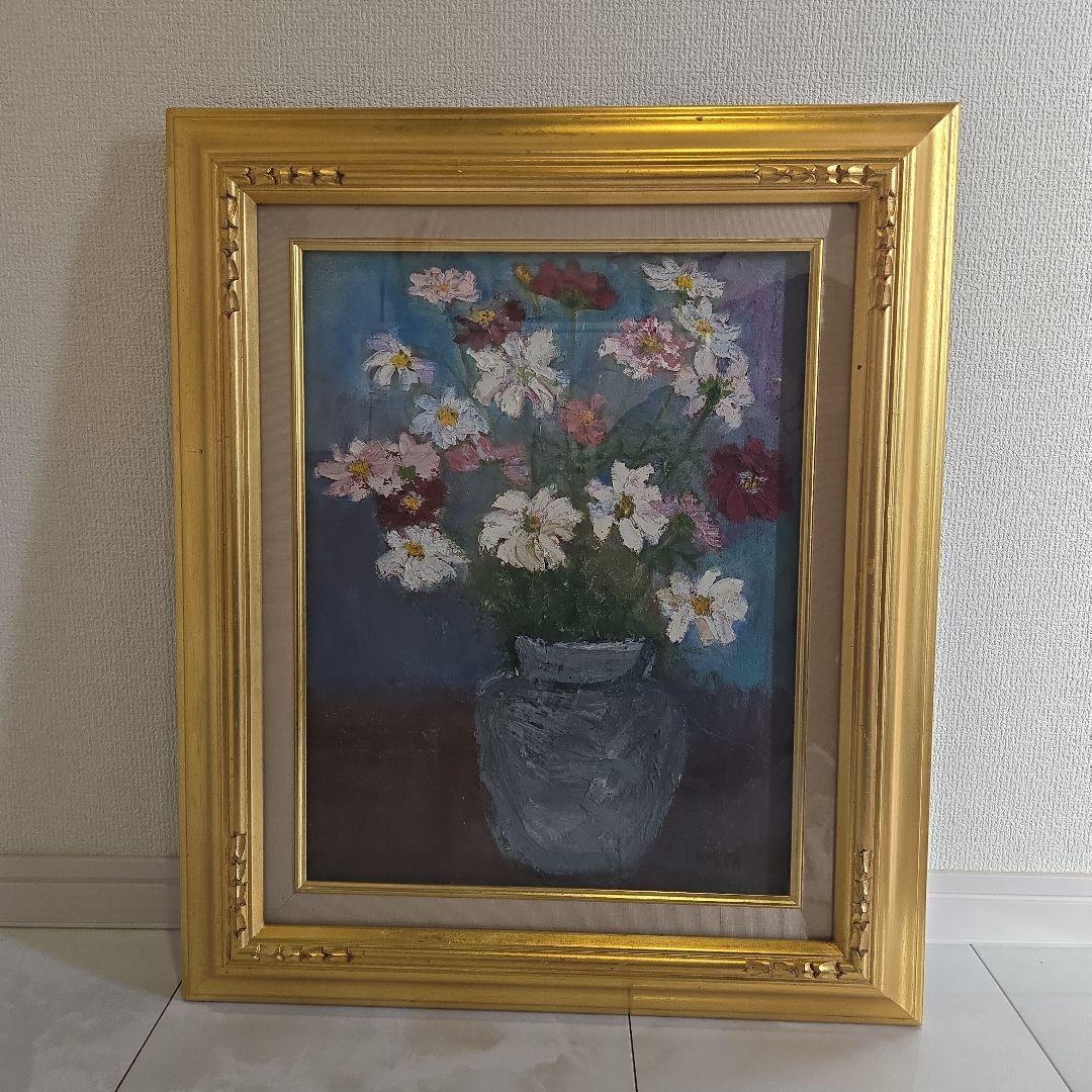 花瓶の花 油彩画 約40cm x 50cm