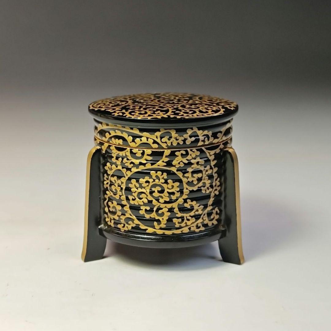 イ743 香合『土居義峰』『蛸唐草蒔絵　外居　香合　共箱』茶道具　漆塗