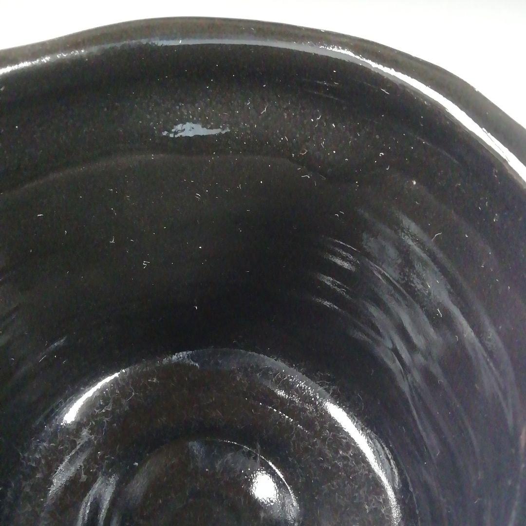 Ｗ２１　茶碗　『黒織部　筒茶碗』『萌黄窯　遠山美恵子 作』　共箱　抹茶碗　茶道具