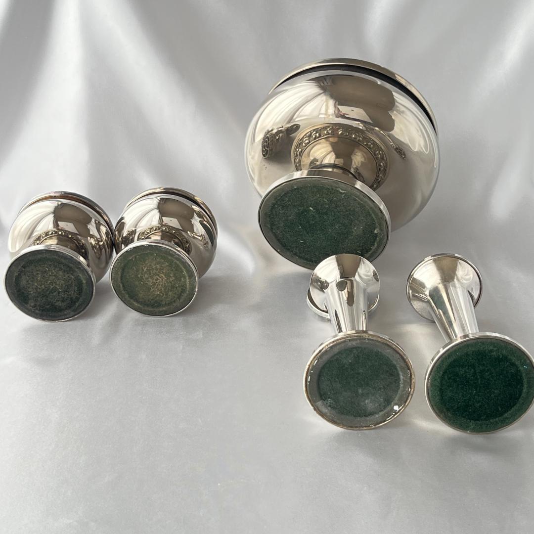 【IANTHE】ローズボウルバラ / 薔薇の花器セット　5点【シルバープレート】