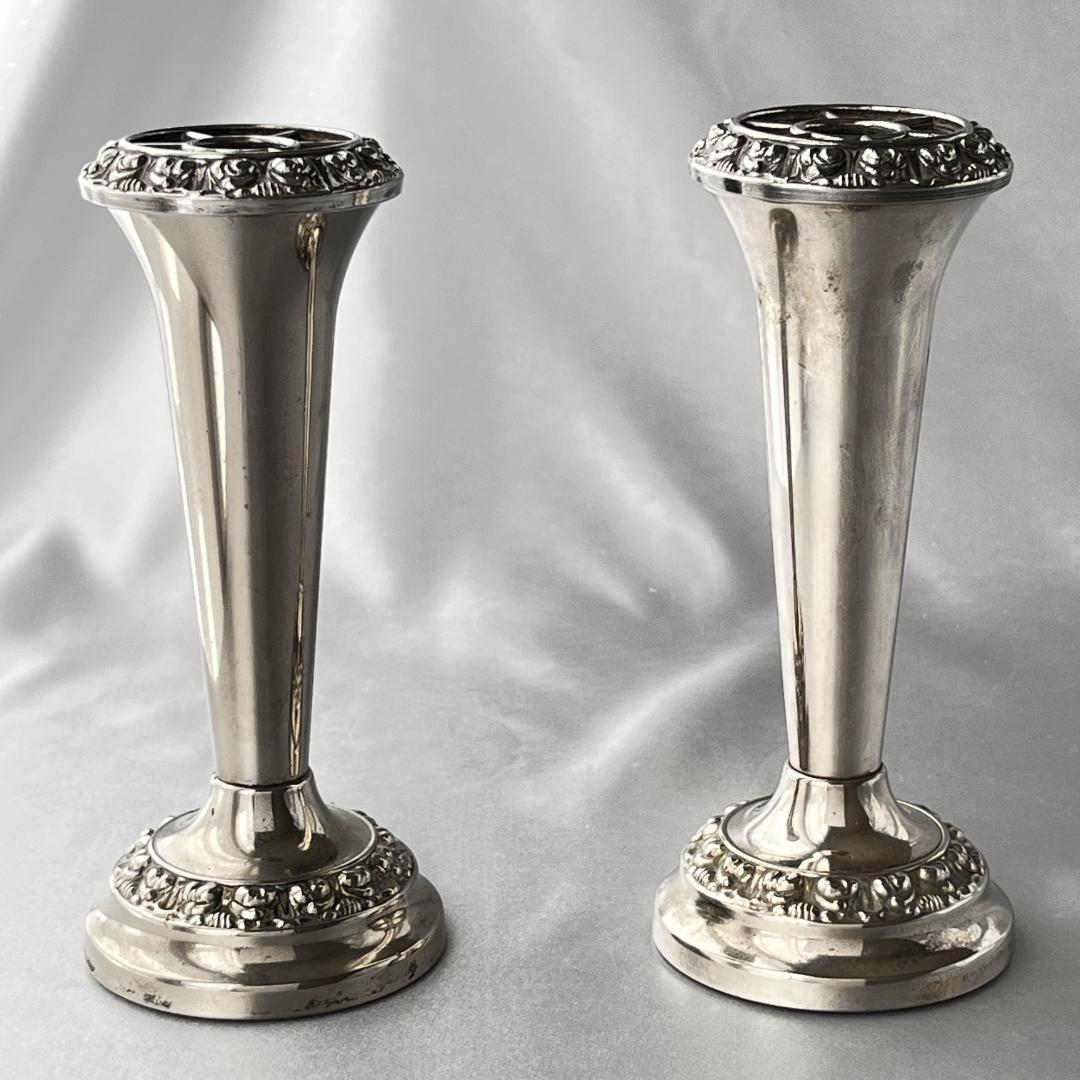 【IANTHE】ローズボウルバラ / 薔薇の花器セット　5点【シルバープレート】