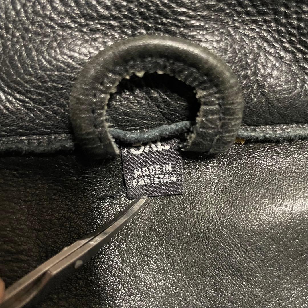 【超大きいサイズ×本革】リアルレザーシングルライダースジャケット USA 黒4L