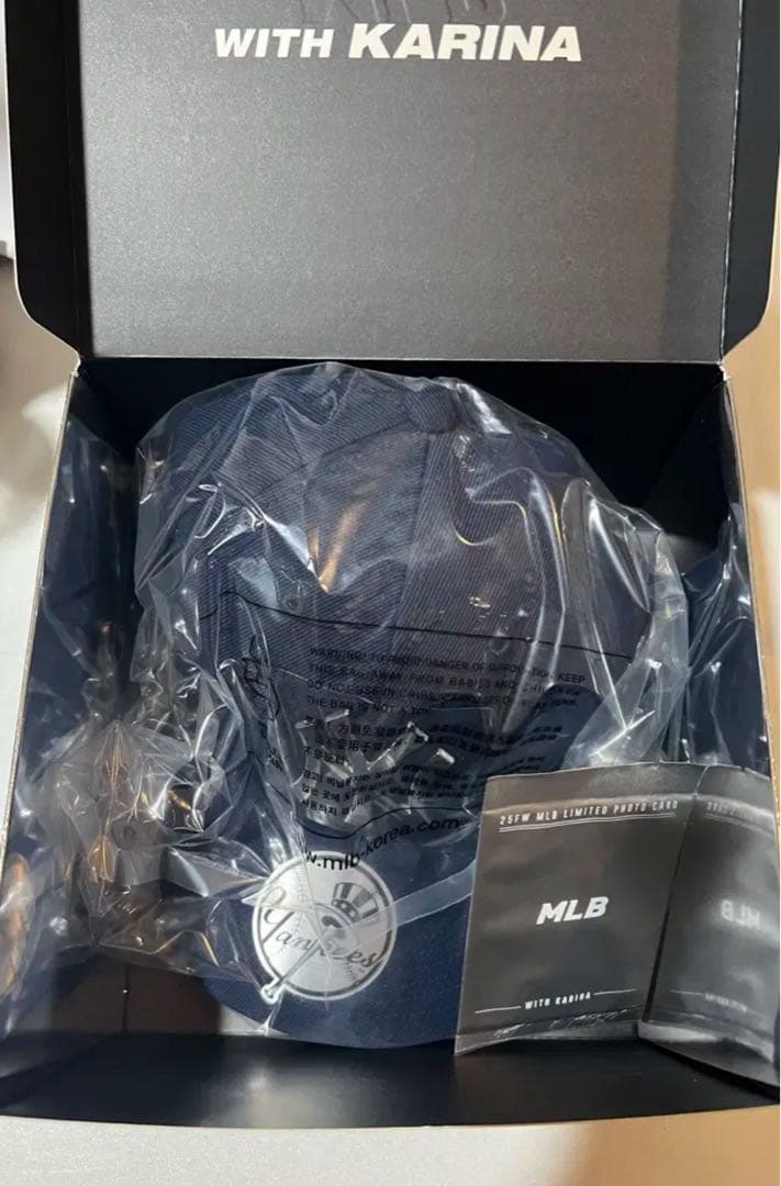 aespa エスパ カリナ MLB キャップ トレカ付き 59サイズ ネイビー