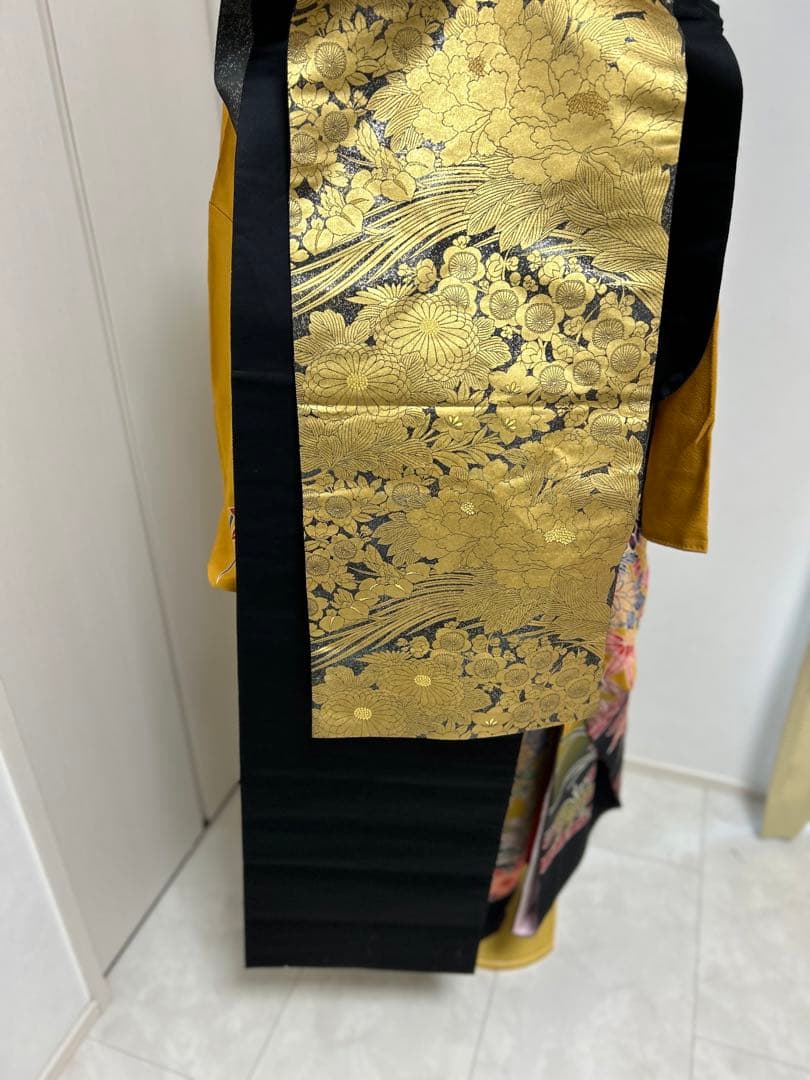 振袖フルセット　からし色系　イエロー系　モモ