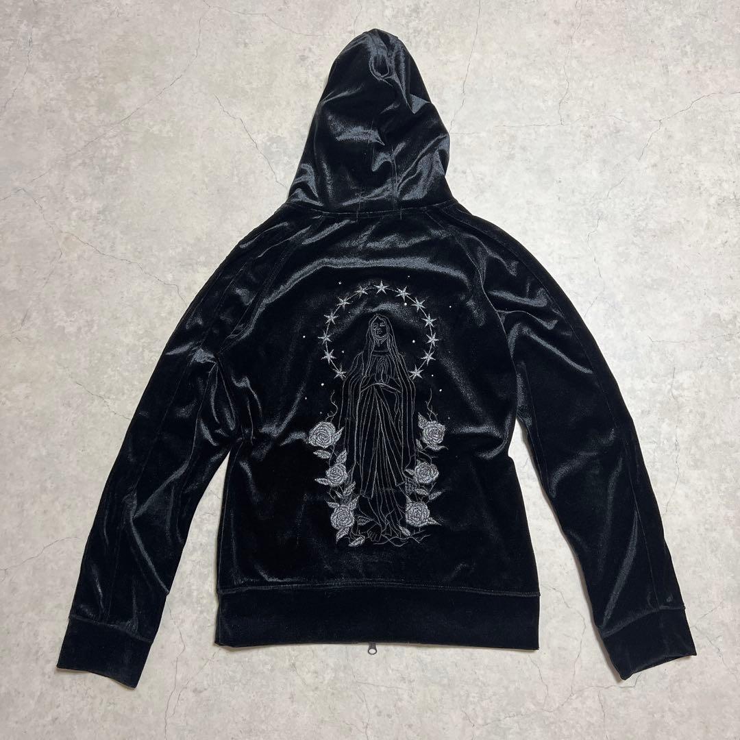 FUGA MARIA刺繍　ベロアパーカー　ラインストーン