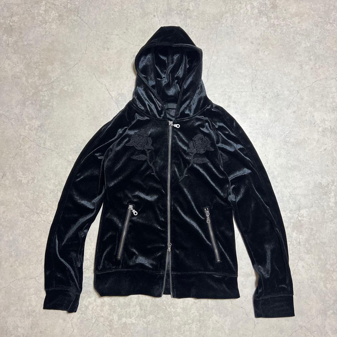 FUGA MARIA刺繍　ベロアパーカー　ラインストーン