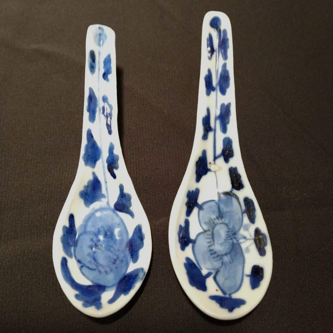 清朝　青花草　古蓮華　古玩　中国　骨董