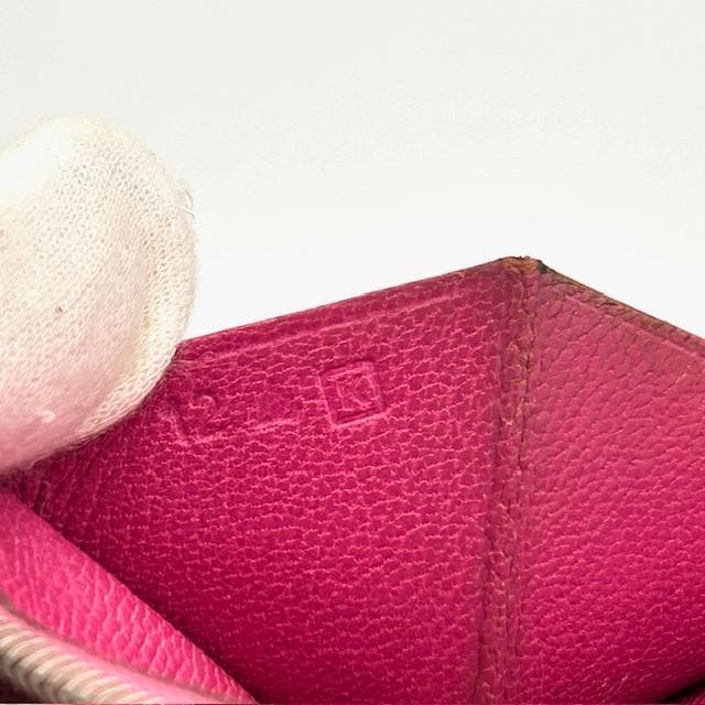 美品 エルメス HERMES ベアン アリゲーター ピンク 二つ折り長財布