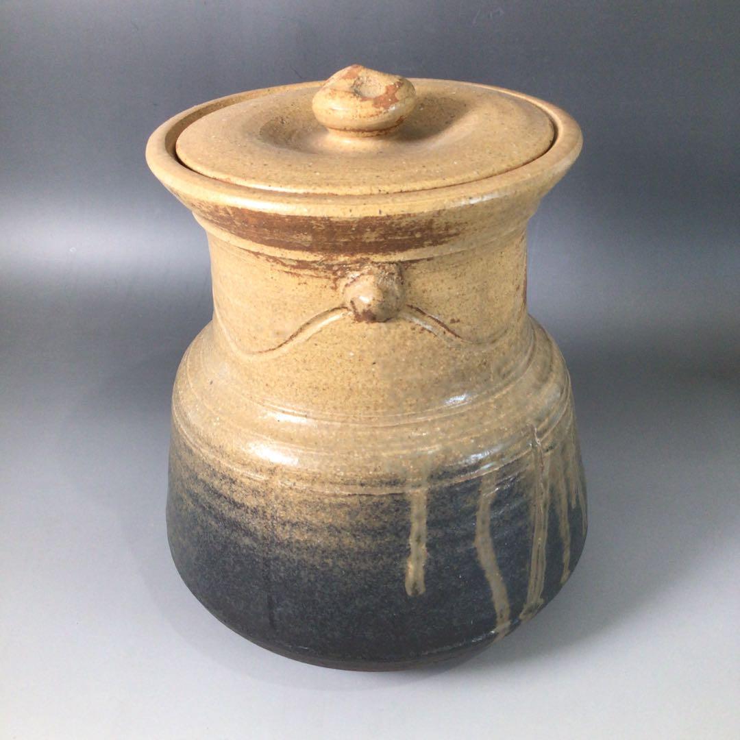 Ｓ１２６　水指　『芸州焼』『西本瑛泉造』『耳付水指』　共箱　茶道具