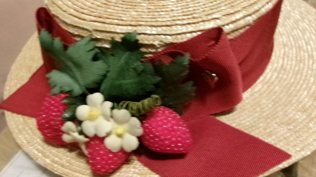 いちごギンガムリボンキャノチェ・いちごバスケット・Fサイズ・シャーリーテンプル