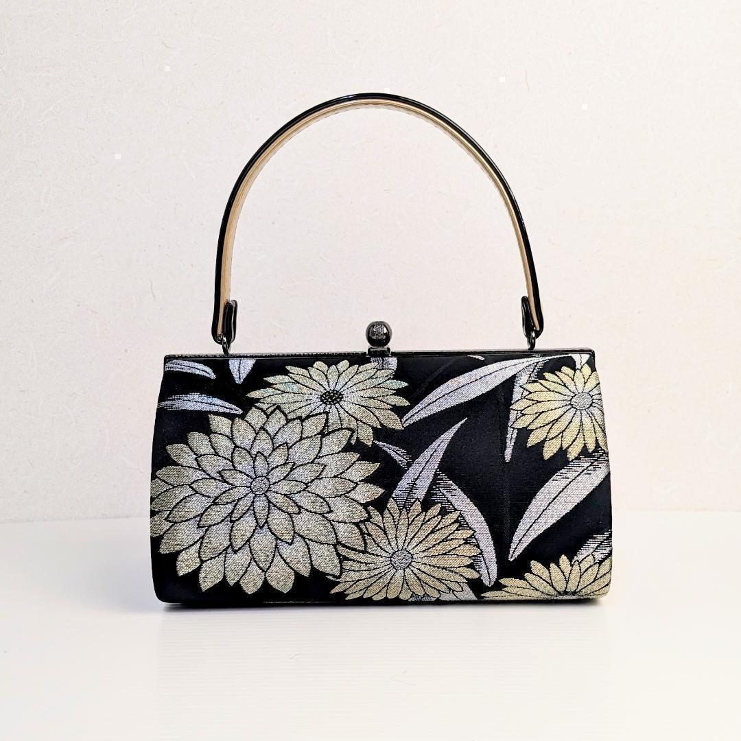 和装 草履バッグセット 帯地 黒×金 3枚芯 フリーサイズ k19-3