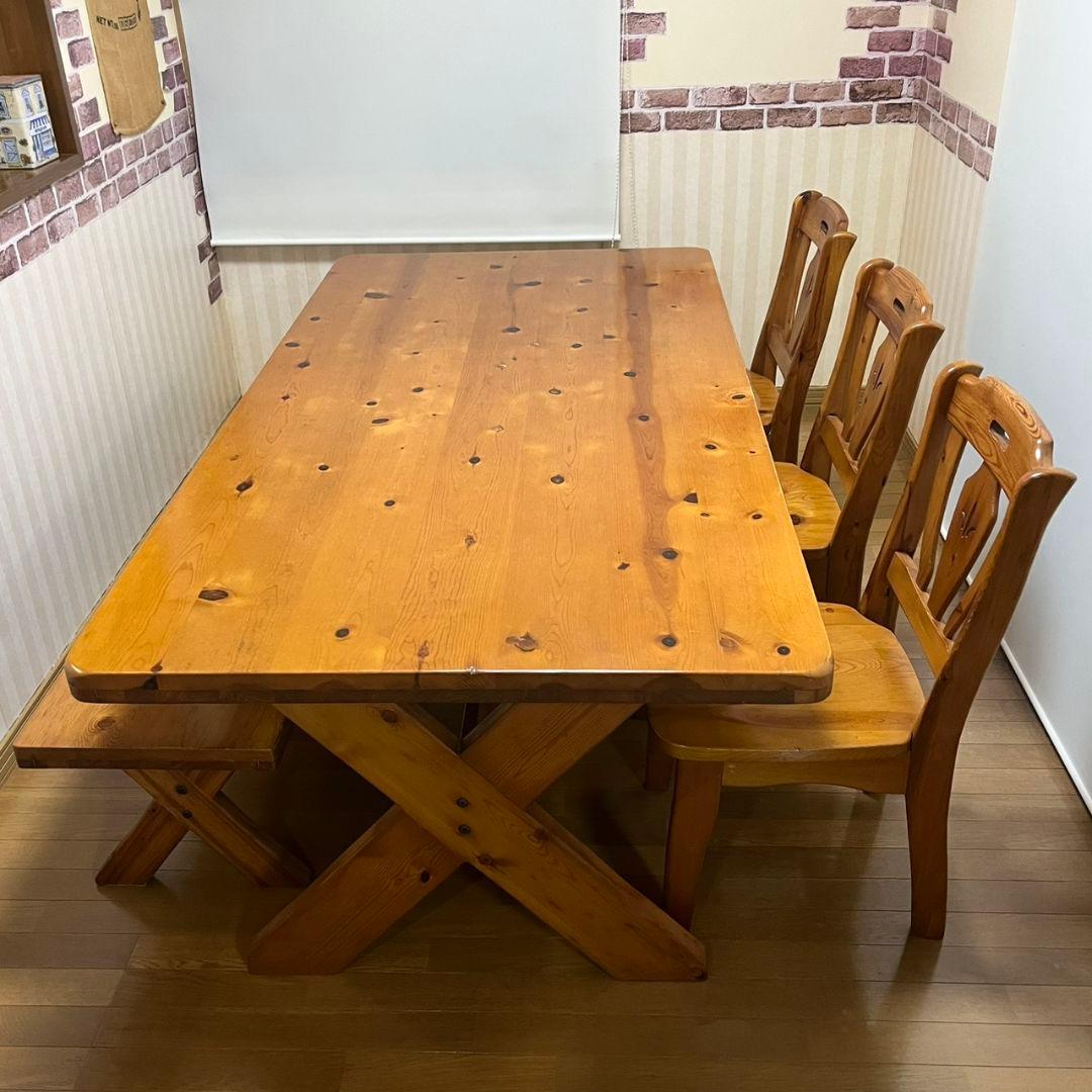 【本日に限りこちらの価格です】天然木パイン材ダイニングテーブルセット(6人用)