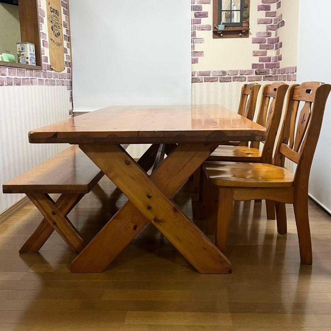 【本日に限りこちらの価格です】天然木パイン材ダイニングテーブルセット(6人用)