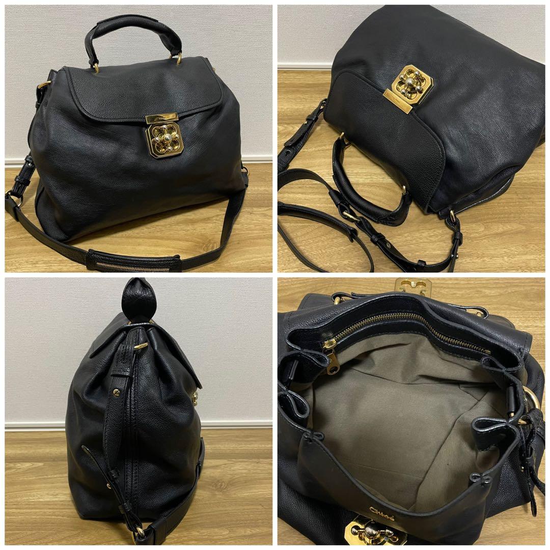 《美品》Chloe（クロエ） レザー ショルダーバッグ ブラック 黒