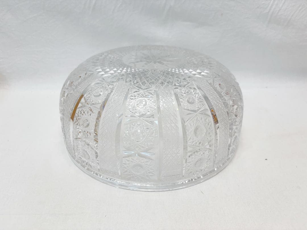 未使用 茶道具 ギャマン平水指 義山水指 替蓋付 クリスタル ガラス 水指 木箱