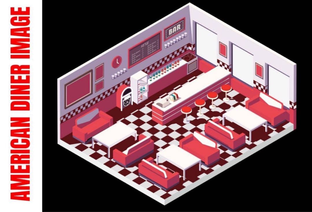 レトロ・アメリカンダイナー★ソファー×2＋テーブル　3点セット★4人掛け