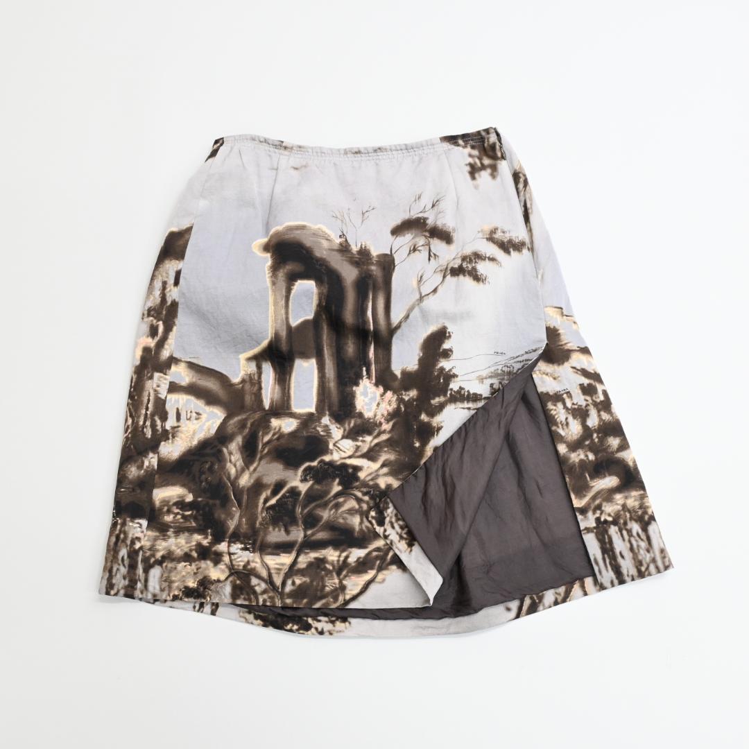 ■ 46242★夏 PRADA プラダ スカート グレー 風景柄 38