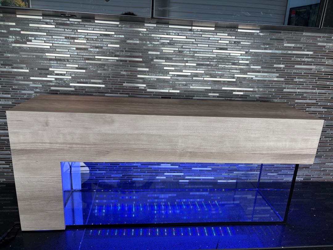 90㎝水槽　スリム水槽　オーダーメイド フード付　海水魚水槽　珊瑚　LEDセット