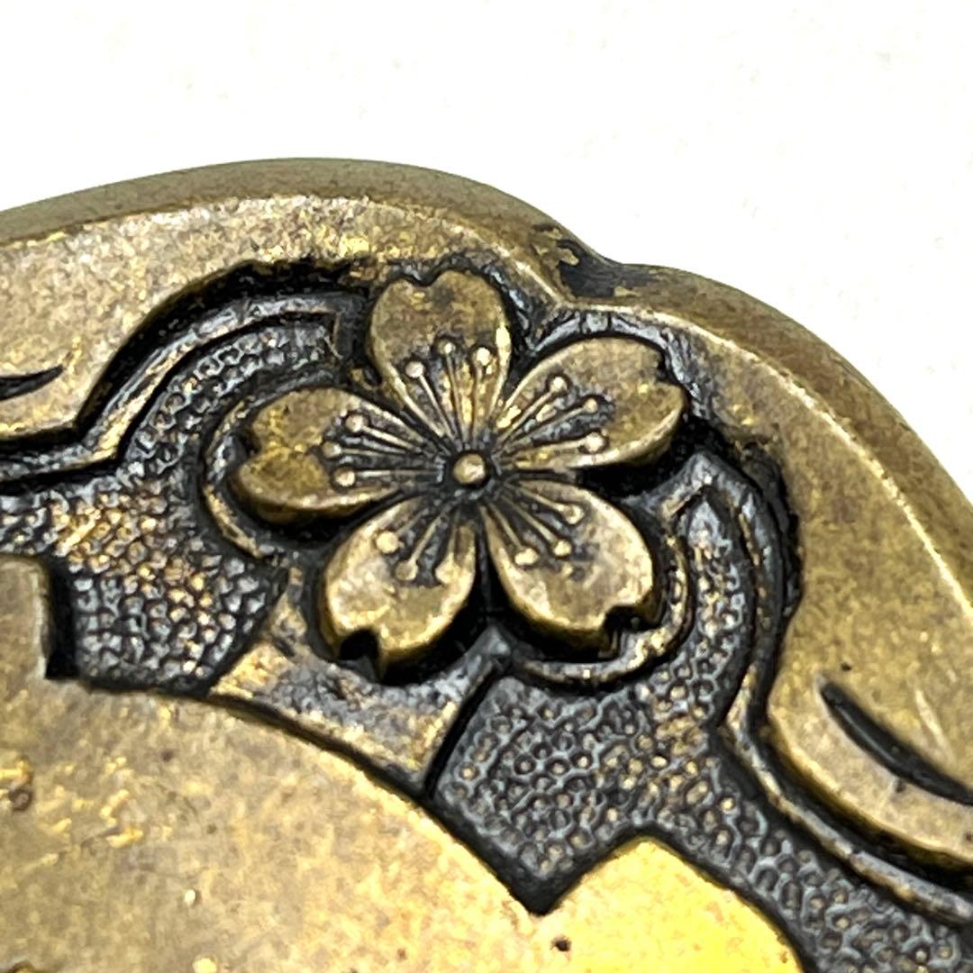 【T】希少✨軍刀鍔　花模様の金属製鍔