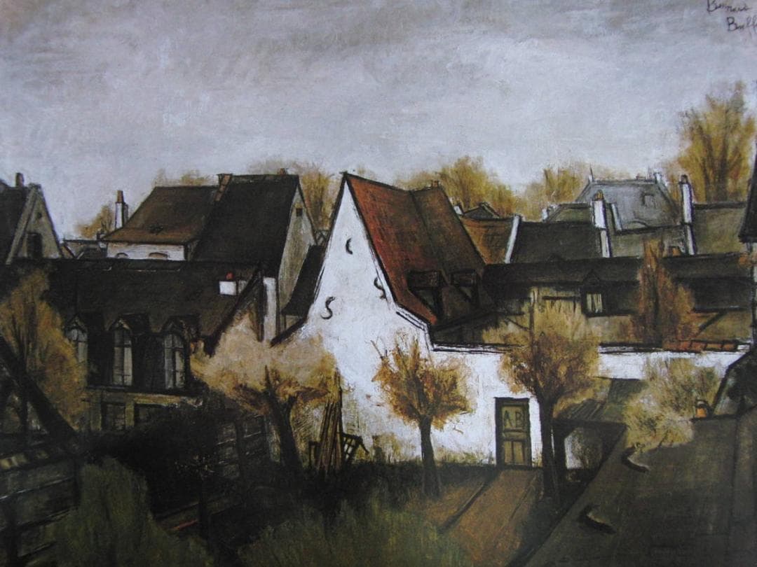 ベルナール・ビュッフェ、「Paysage」、希少画集の額装画、人気作品