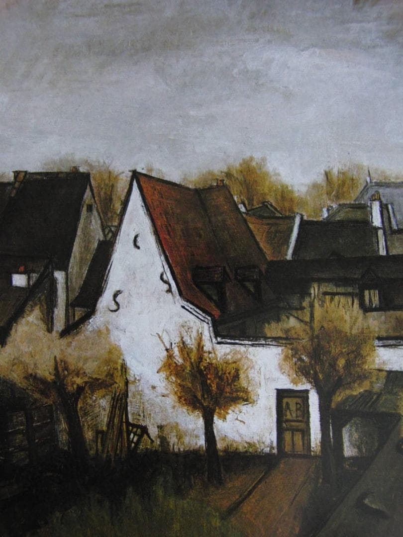 ベルナール・ビュッフェ、「Paysage」、希少画集の額装画、人気作品