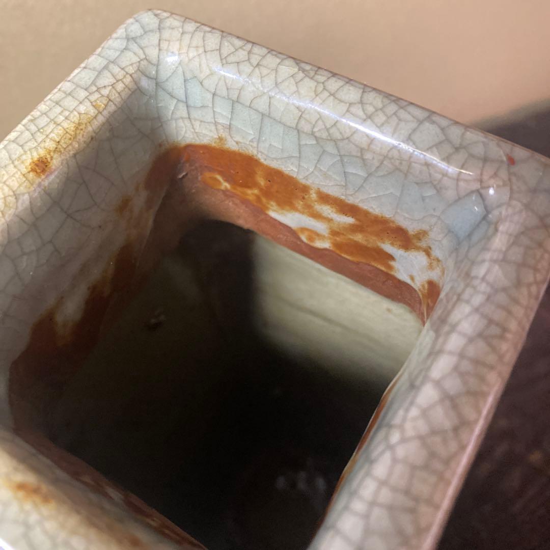 中国古玩　青磁色絵花瓶10cm25cm