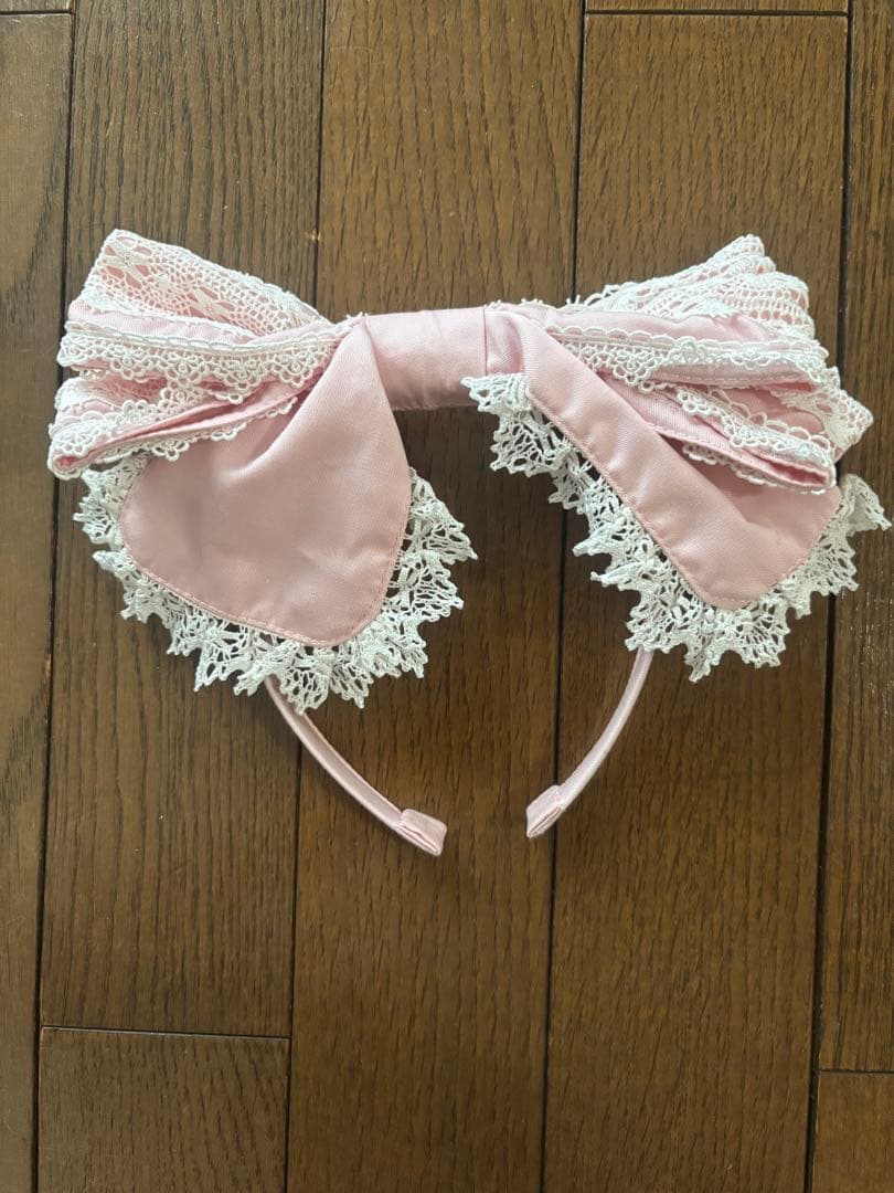 BABY レースリボンカチューシャ　ピンク