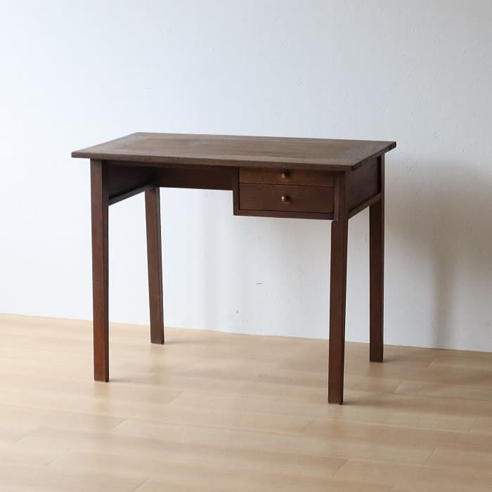 片袖机 古家具 木製 ヴィンテージ 真鍮金具 デスク