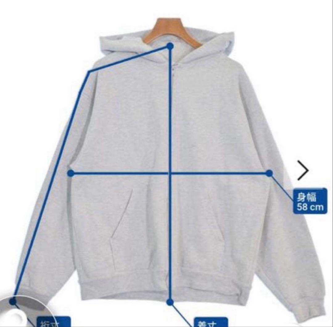 ロサンゼルスアパレル　ロスアパ ジップパーカー　14oz グレー Lサイズ