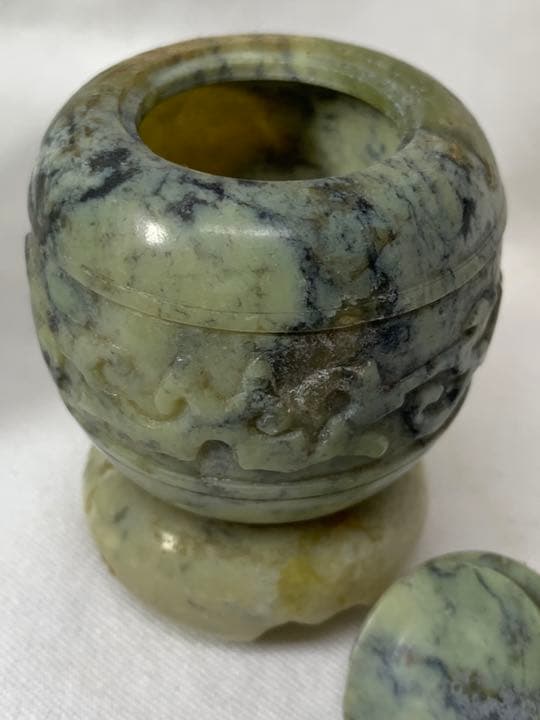 石香炉・小さな石材彫刻・香道具・蓋付き・骨董・蔵出し