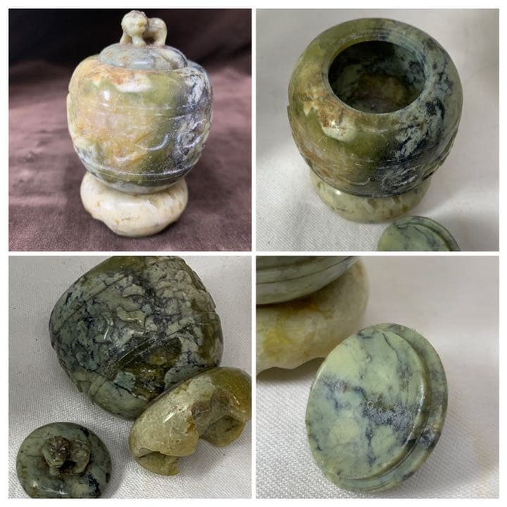 石香炉・小さな石材彫刻・香道具・蓋付き・骨董・蔵出し