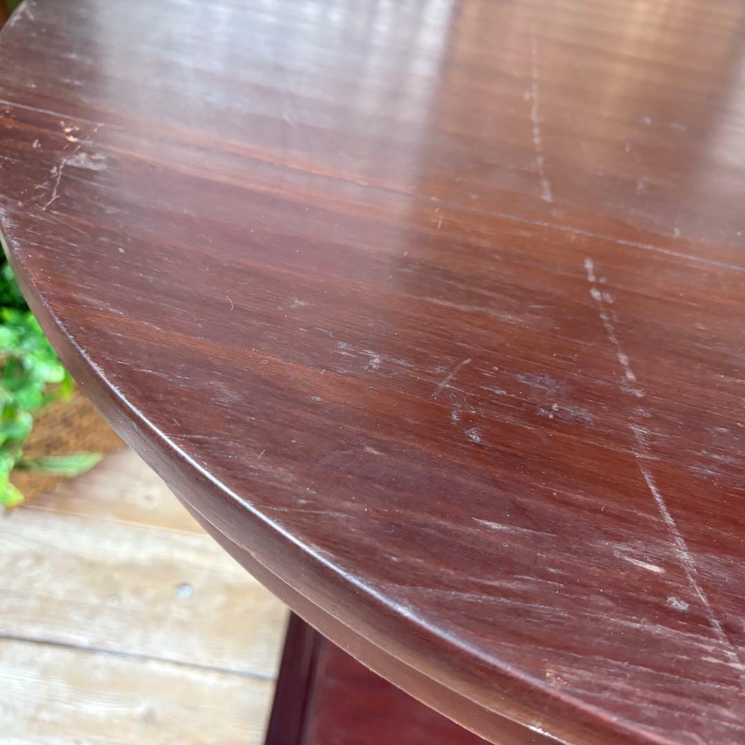 インドネシアアンティークビンテージ年代物特大木製丸テーブル飾り台置台