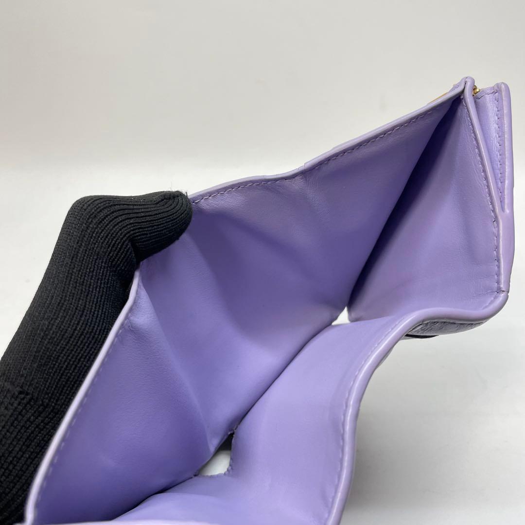 2978 ボッテガヴェネタ 三つ折り財布 カセット マキシ パープル レザー