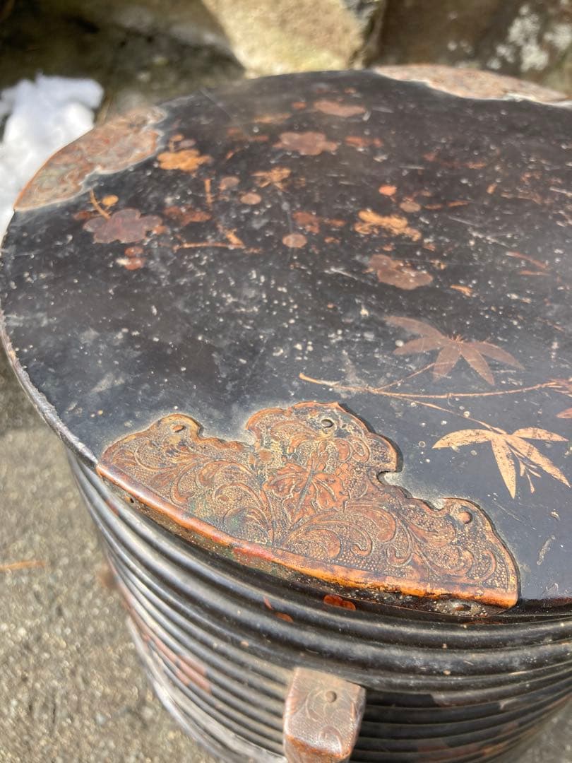 アイヌ　シントコ　行器　漆工 北海道　木製漆塗