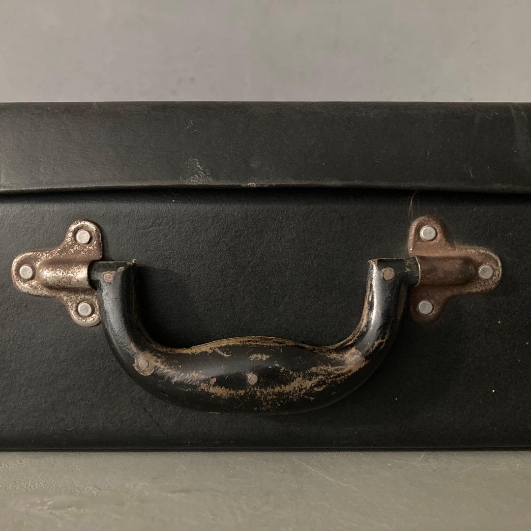 ヴィンテージ 鍵付き トランクケース トランクバッグ ブラック古道具⑤