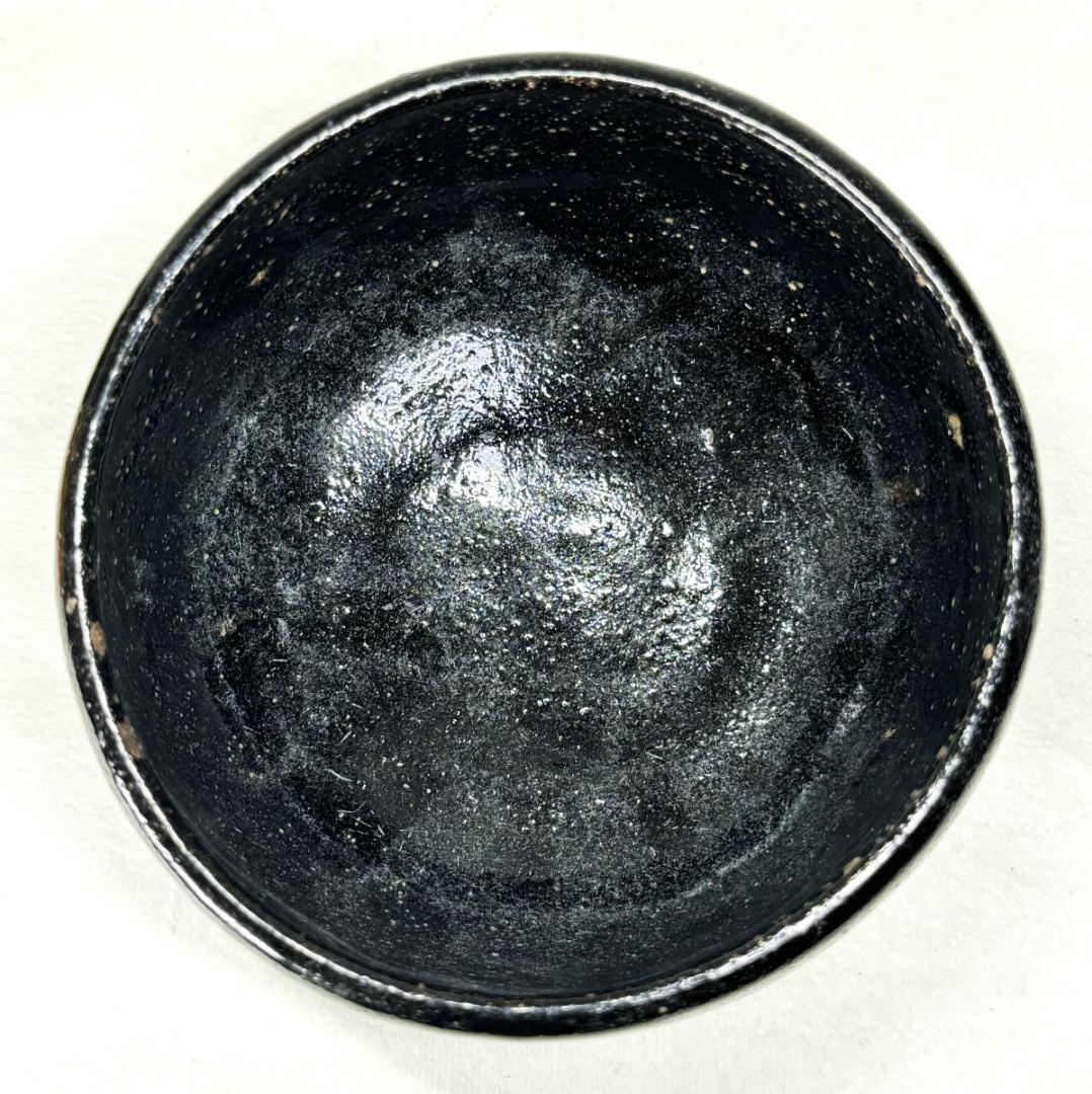 江戸時代後期 紫野焼 鶴亭 黒楽茶碗 共箱 時代物 古美術 茶碗 WWTT066