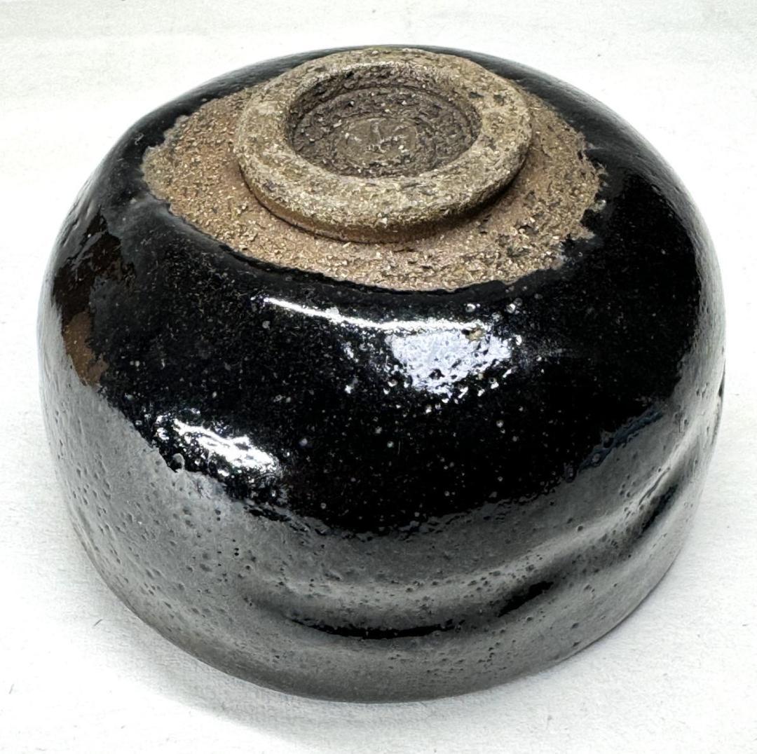 江戸時代後期 紫野焼 鶴亭 黒楽茶碗 共箱 時代物 古美術 茶碗 WWTT066