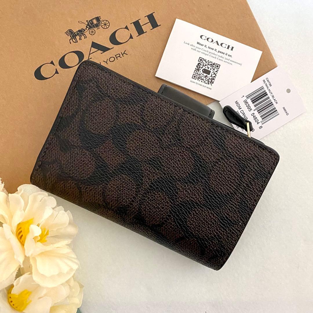 新品　正規品☆COACH コーチ　折り財布　ブラウン 二つ折り財布
