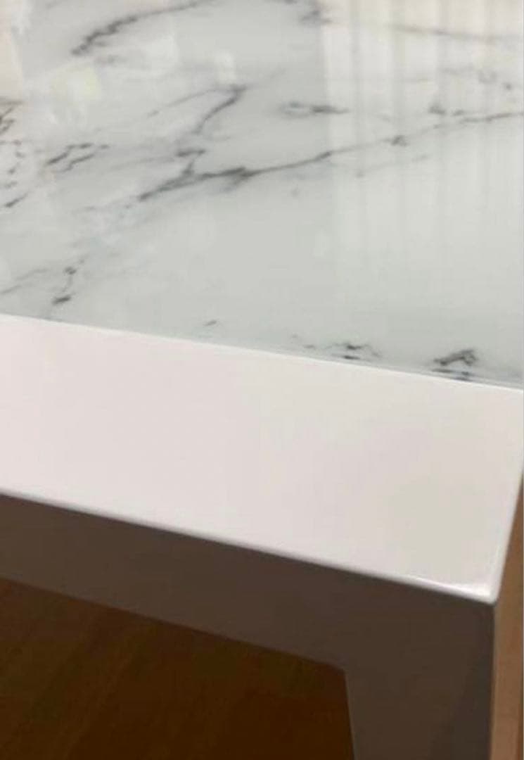 ニトリ エスペルト 伸長式 ガラステーブル ホワイト 美品 モダン インテリア