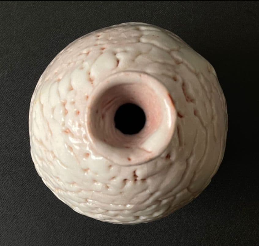 玉置保夫 志野 徳利 共箱 在銘 布